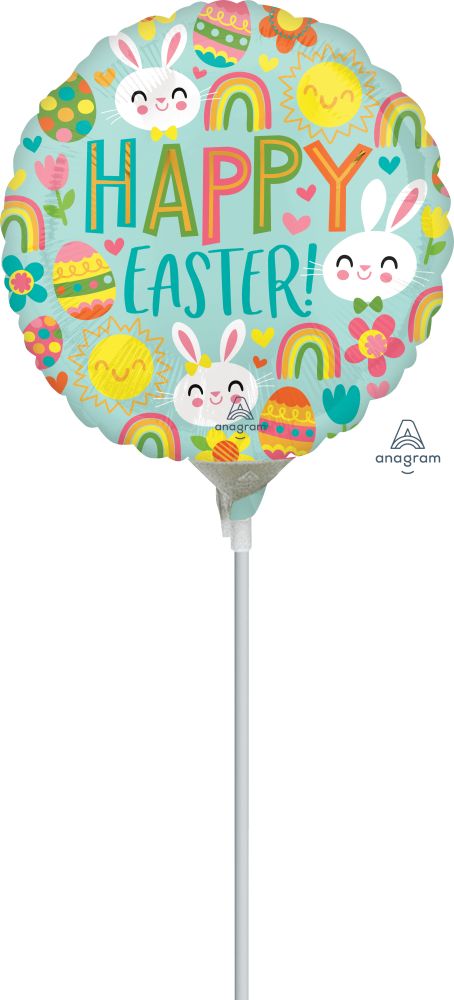09" Happy Easter Icons Balloon (Inflated with Cup and Stick)