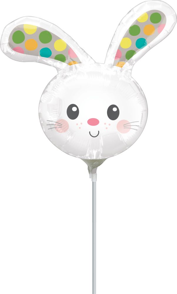 Mini Shape Spotted Bunny Head  Balloon (Inflated with Cup and Stick)