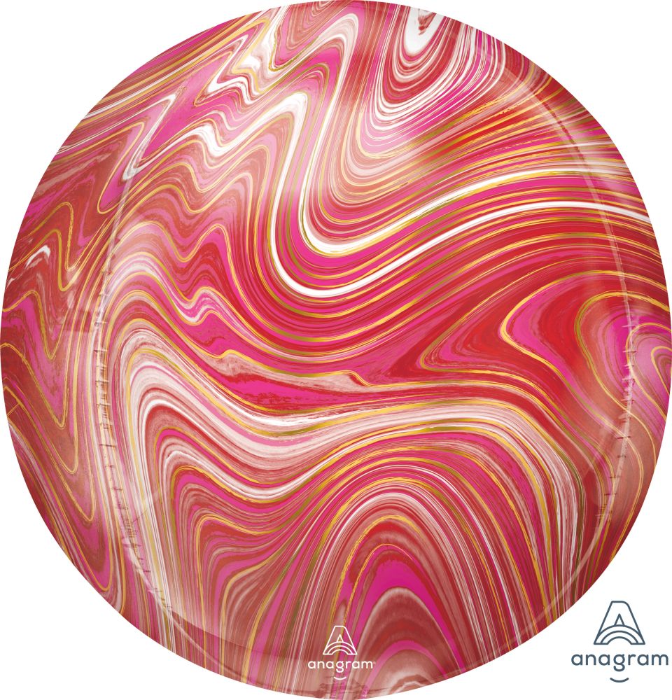 Orbz Marblez 16" Red and Pink Balloon