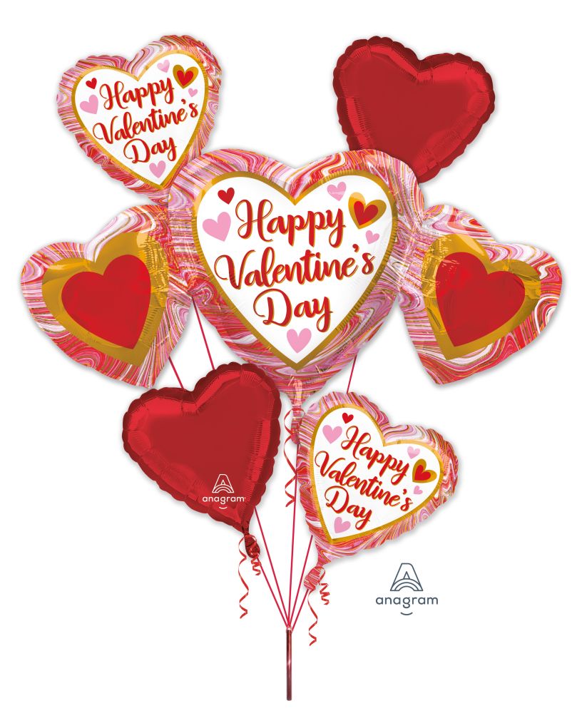 Balloon Bouquet Happy Valentines Day Marble Heart Trio (non-packaged)