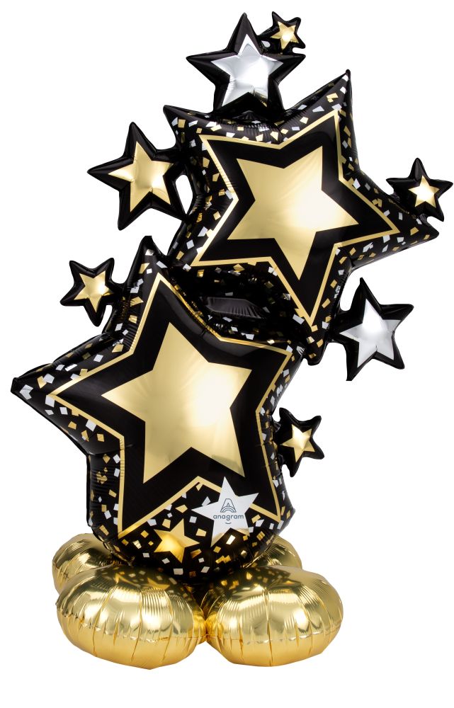 AirLoonz Star Cluster Black and Gold Balloon
