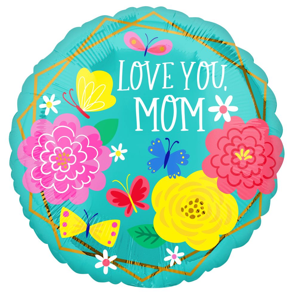 18" Mom Pretty Flowers and Butterflies Balloon