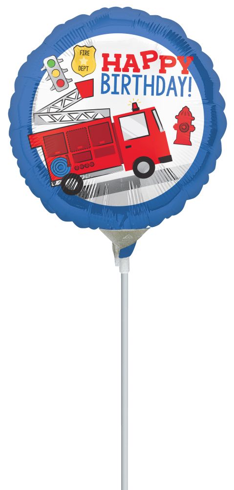 09" First Responder Happy Birthday Balloon (Inflated with Cup and Stick)