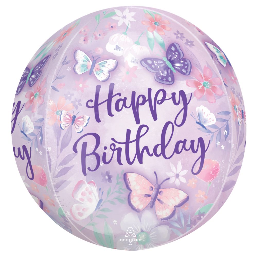 Orbz Flutters Happy Birthday Balloon
