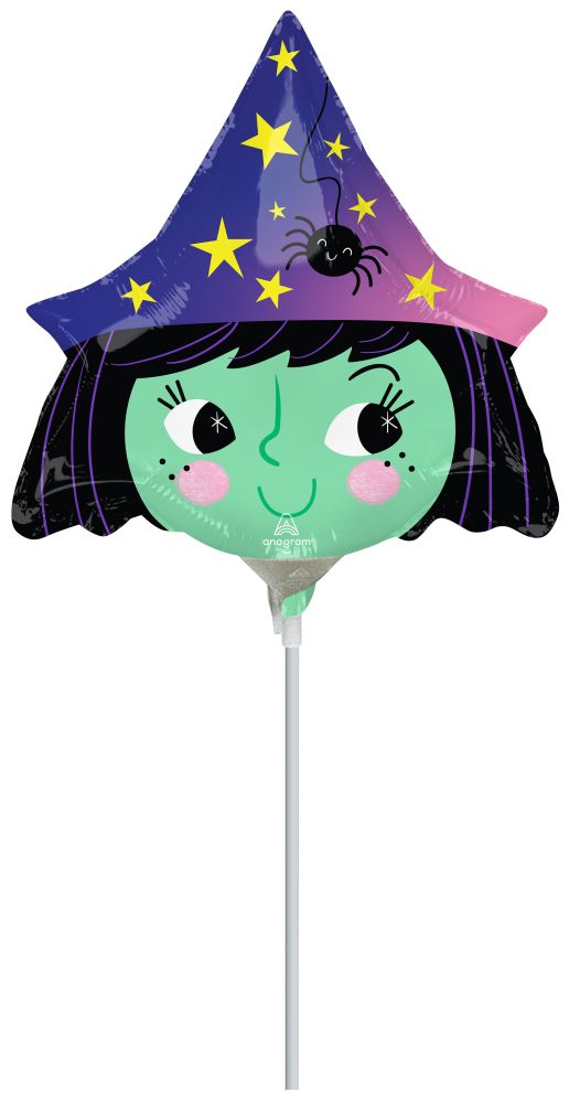 Mini Shape Halloween Witch Balloon (Inflated with Cup and Stick)