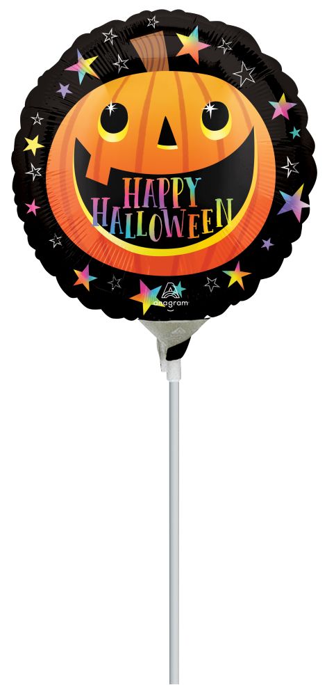 04" Smiley Halloween Pumpkin Balloon (Inflated with Cup and Stick)