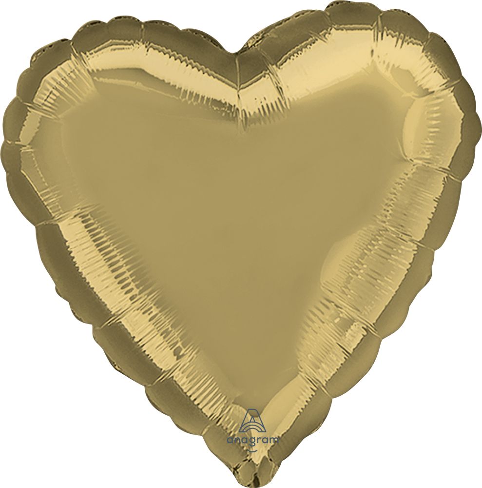 18" White Gold Heart Balloon