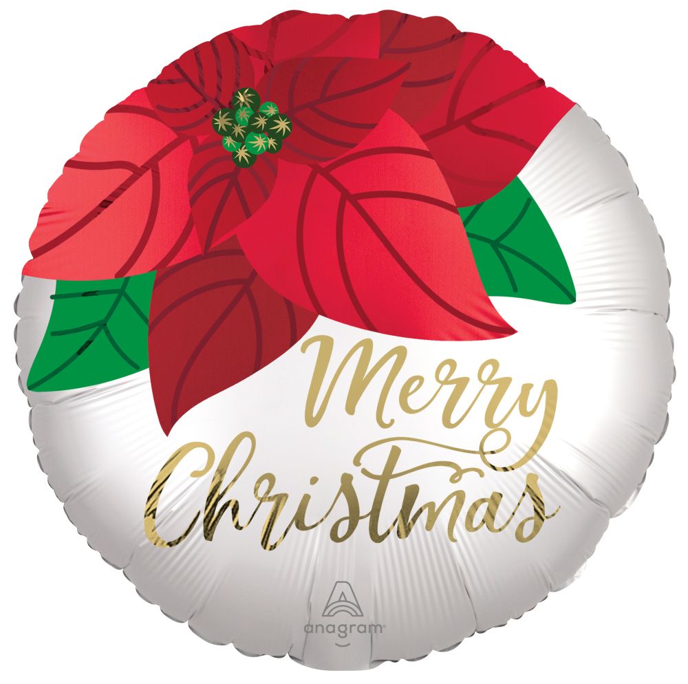 Standard Satin Christmas Pionsettia Balloon