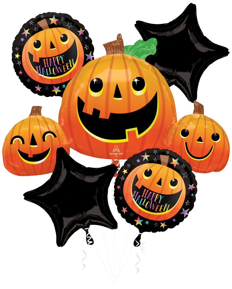 Balloon Bouquet Smiley Halloween Pumpkins