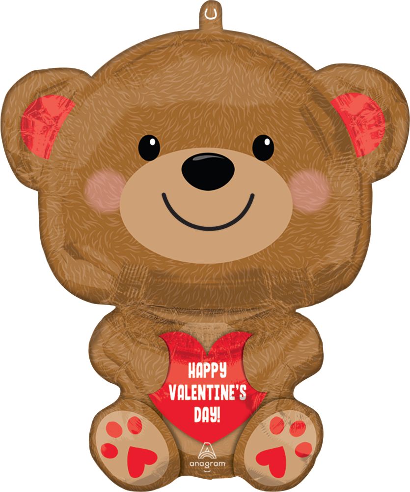 18" Happy Valentines Day Cuddly Bear Balloon