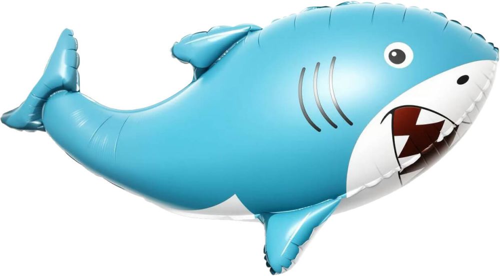 44" 3D Happy Blue Shark Balloon