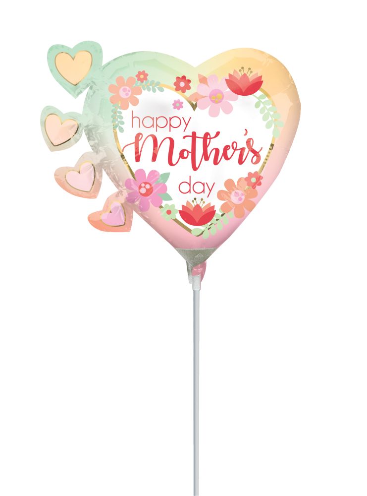 MiniShape Happy Mothers Day Filtered Ombre Balloon (Inflated with Cup and Stick)