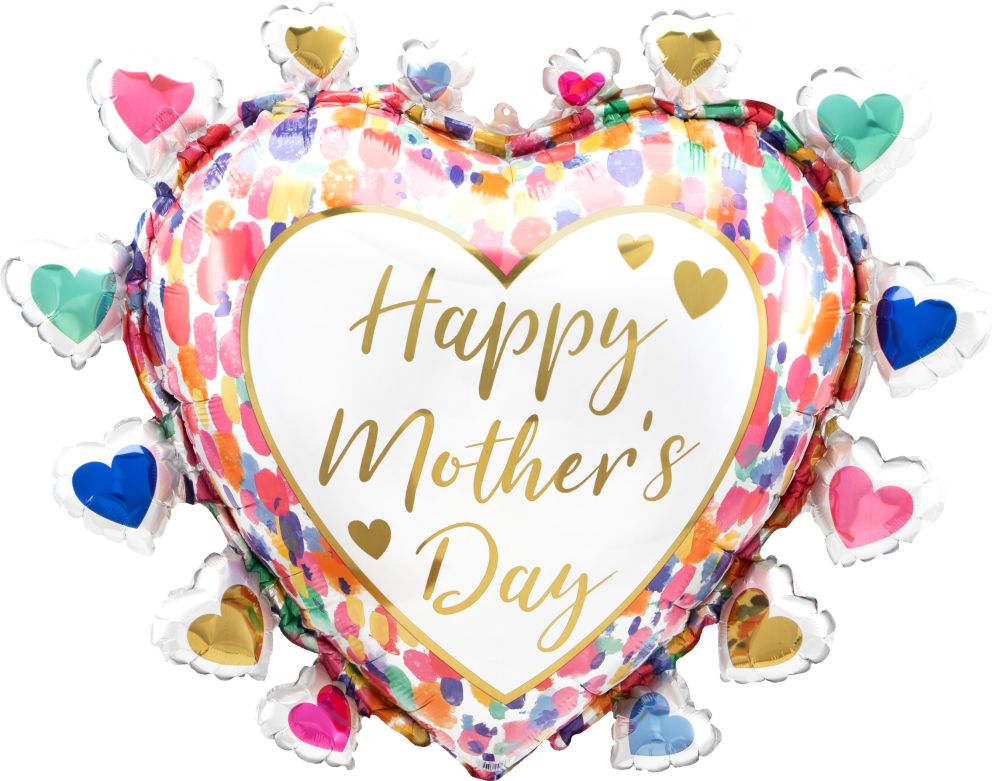 SuperShape Satin Happy Mothers Day Colorful Watercolor Balloon