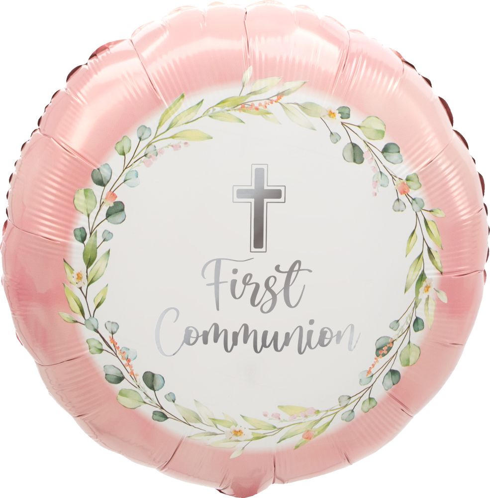 18" My First Communion Pink Balloon