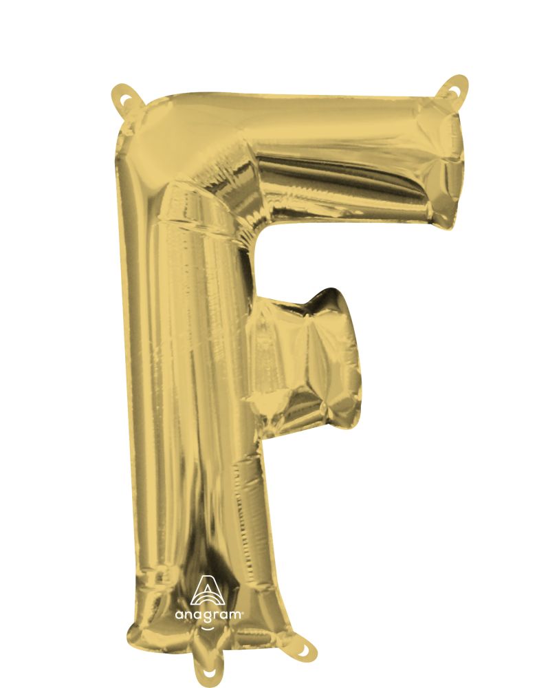 16" White Gold Letter F Balloon