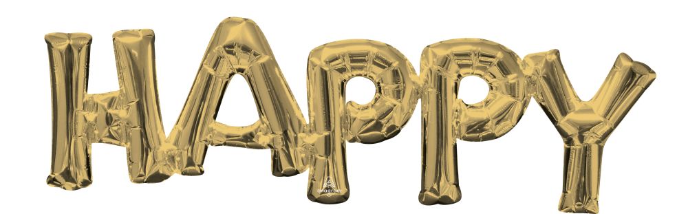 Phrase Happy White Gold Balloon