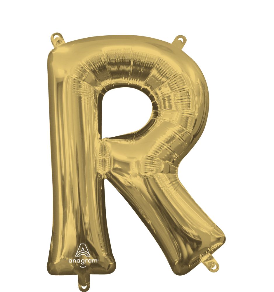 16" White Gold Letter R Balloon