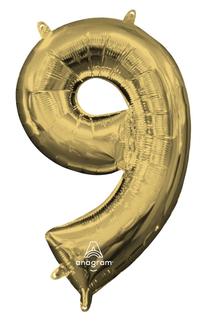 16" White Gold Number 9 Balloon