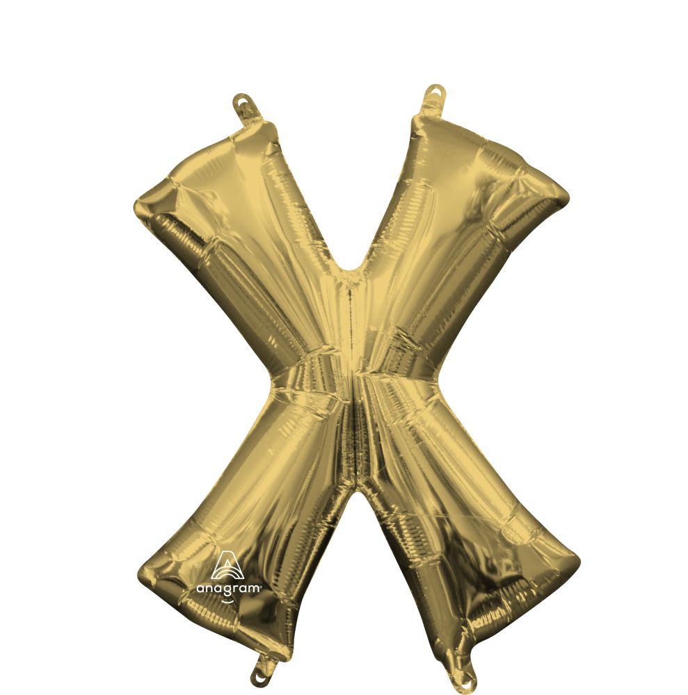 16" White Gold Letter X Balloon