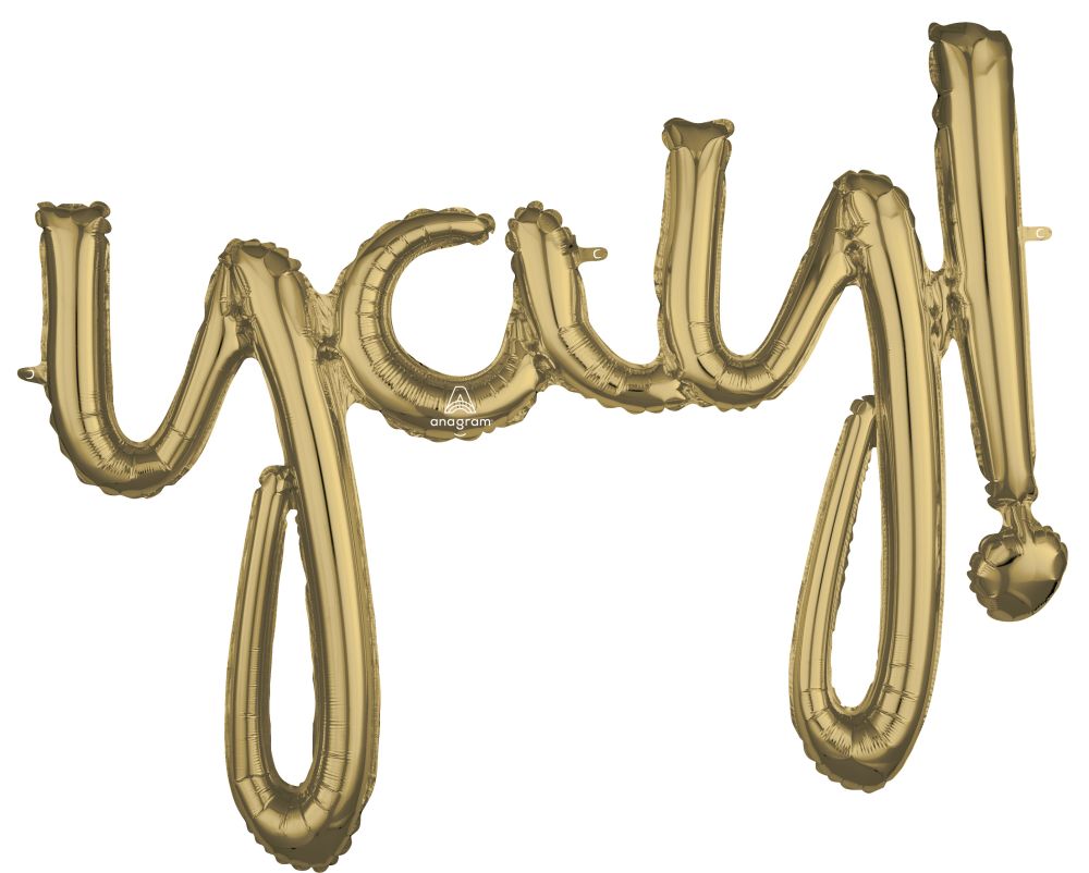 Script Phrase Yay! White Gold Balloon