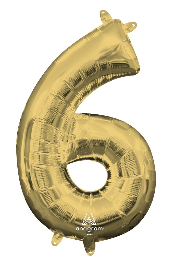 16" White Gold Number 6 Balloon