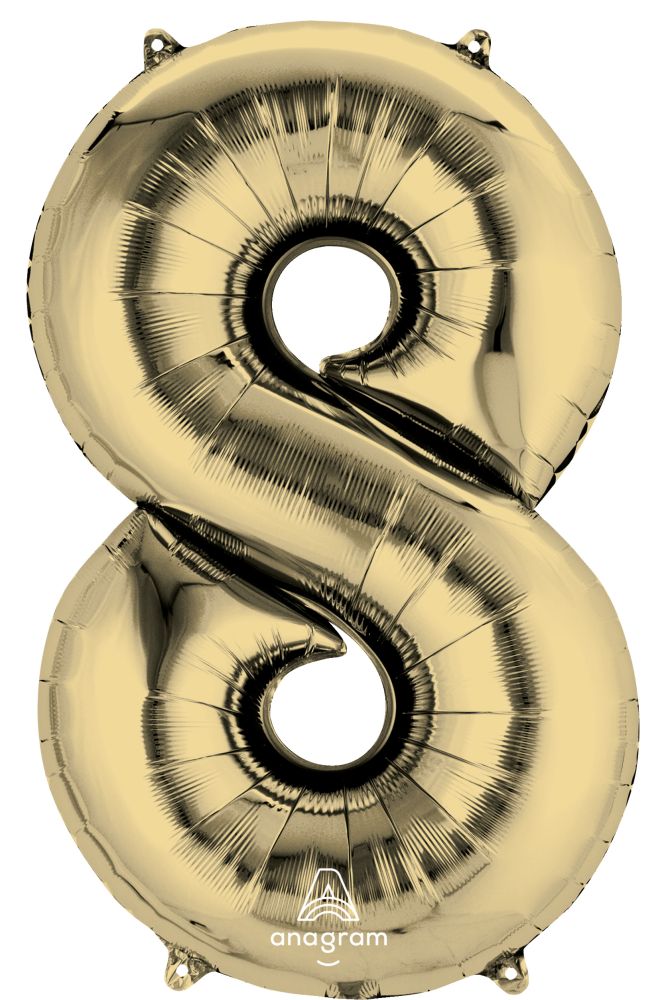 34" White Gold Number 8 Balloon