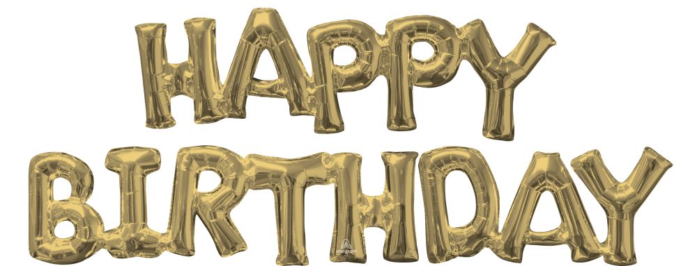 Phrase Happy Birthday White Gold Balloon