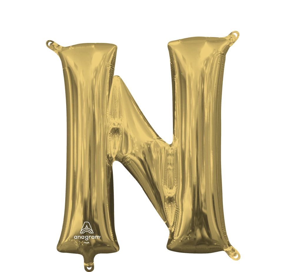 16" White Gold Letter N Balloon