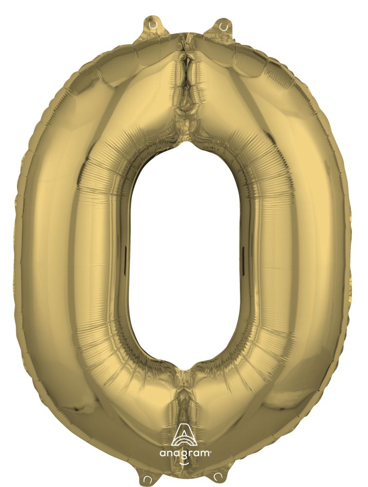 26" White Gold Number 0 Balloon