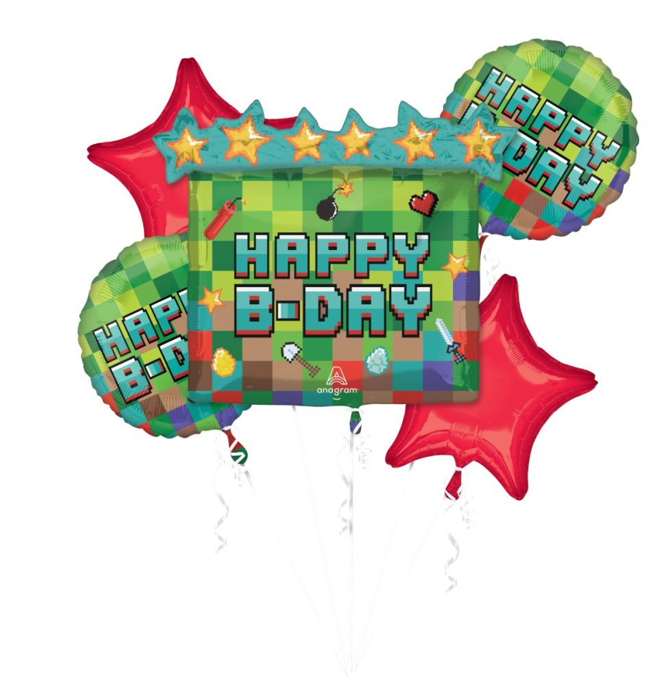Balloon Bouquet Pixel Party Happy Bday