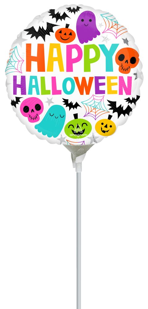 09" Colourful and Creepy Halloween Balloon (Inflated with Cup and Stick)
