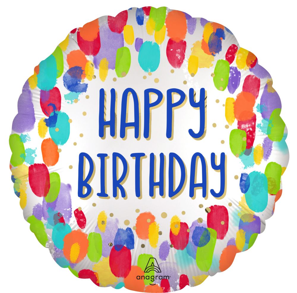 18" Painterly Dots Birthday Balloon
