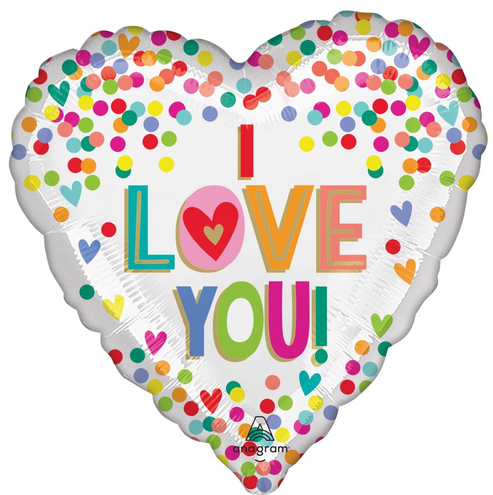 18" I Love You Rainbow Dots Balloon