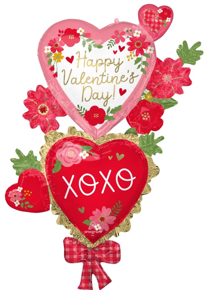Multi-Balloon Happy Valentines Day Floral and XOXO