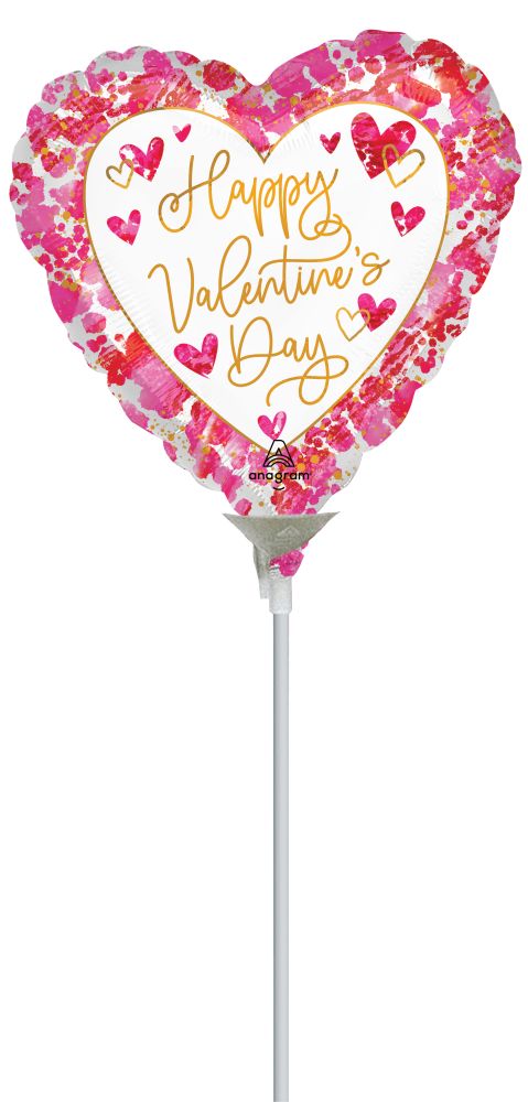 04" Heartful Valentines Day Balloon (Inflated with Cup and Stick)