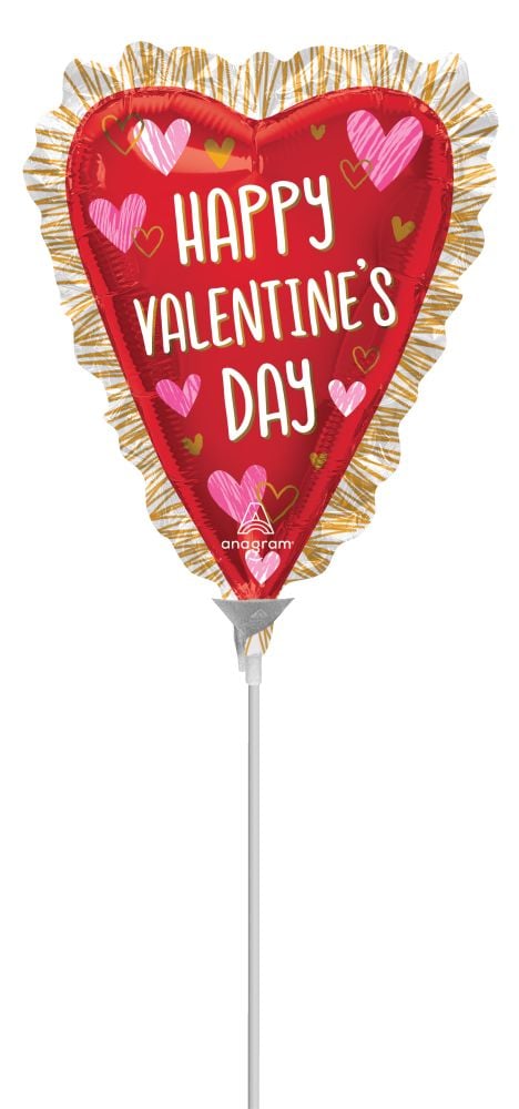 MiniShape Sketched Impressions Elongated Heart Balloon (Inflated with Cup and Stick)