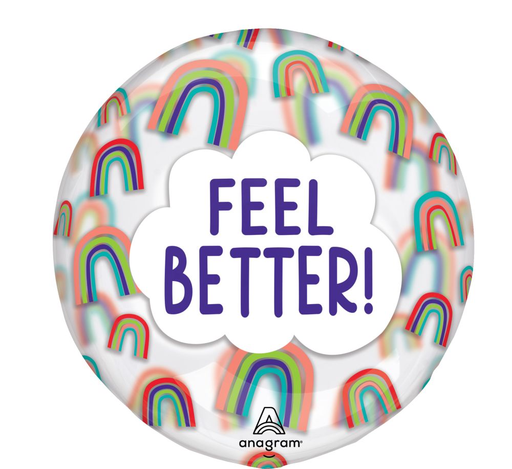 18" Clearz Feel Better Rainbows Balloon
