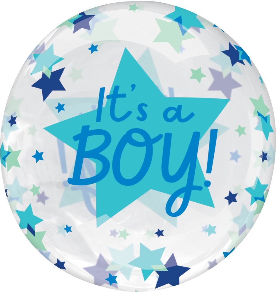 18" Clearz It's A Boy Stars Balloon