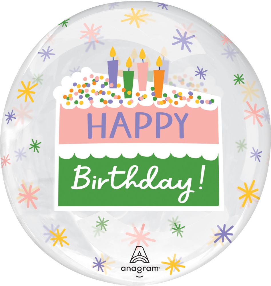 18" Clearz Happy Birthday Cake Slice Balloon