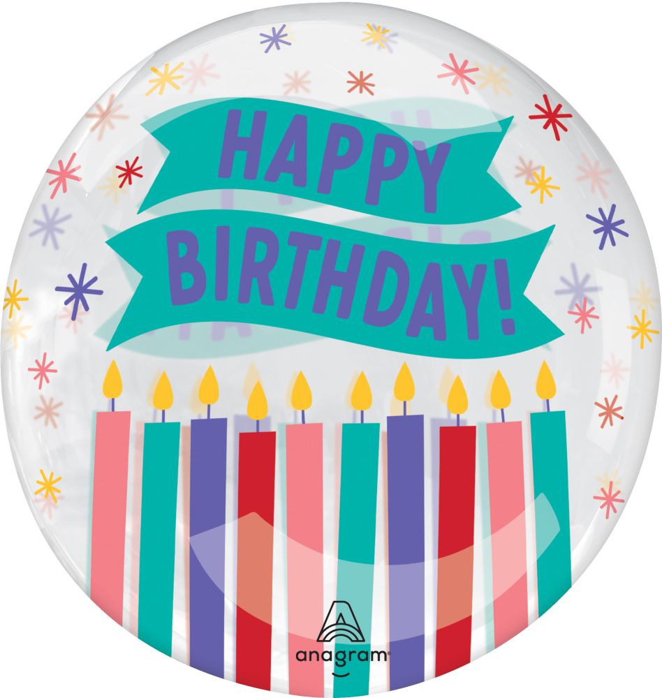 18" Clearz Happy Birthday Candles Balloon