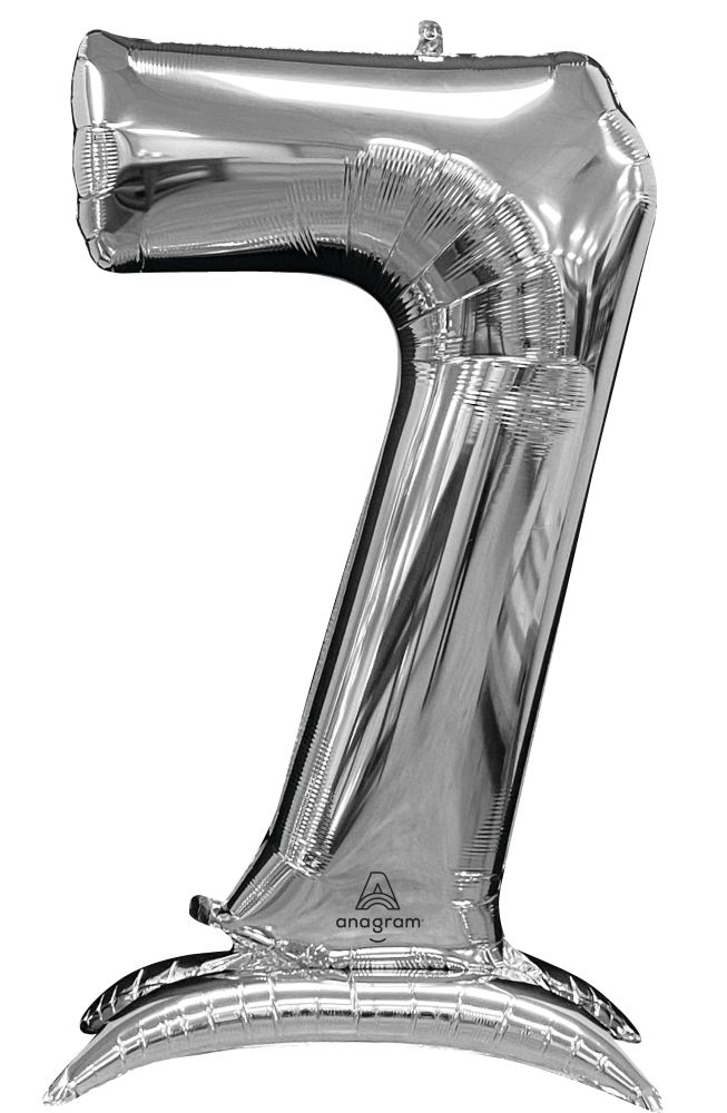 50" Stand-Up Silver Number 7 Balloon