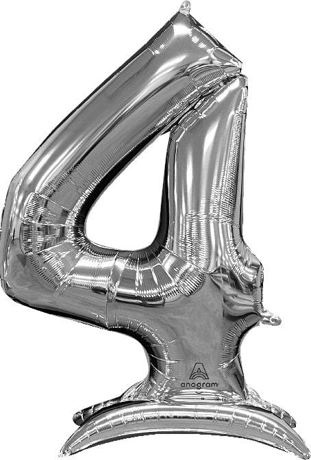 50" Stand-Up Silver Number 4 Balloon