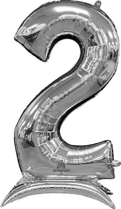 50" Stand-Up Silver Number 2 Balloon