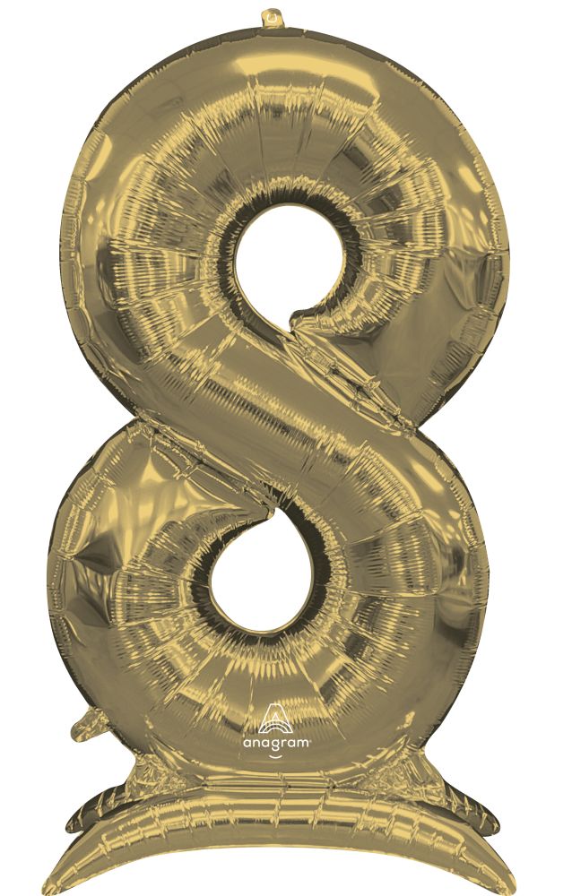 50" Stand-Up White Gold Number 8 Balloon