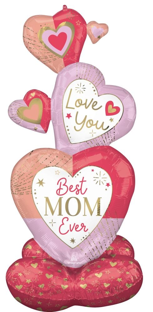 Airloonz Colorful Mom Stacked Hearts Balloon