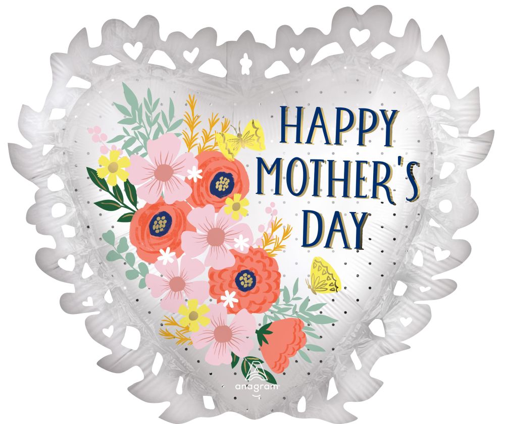 Supershape Happy Mothers Day Satin Intricate Blooms Balloon