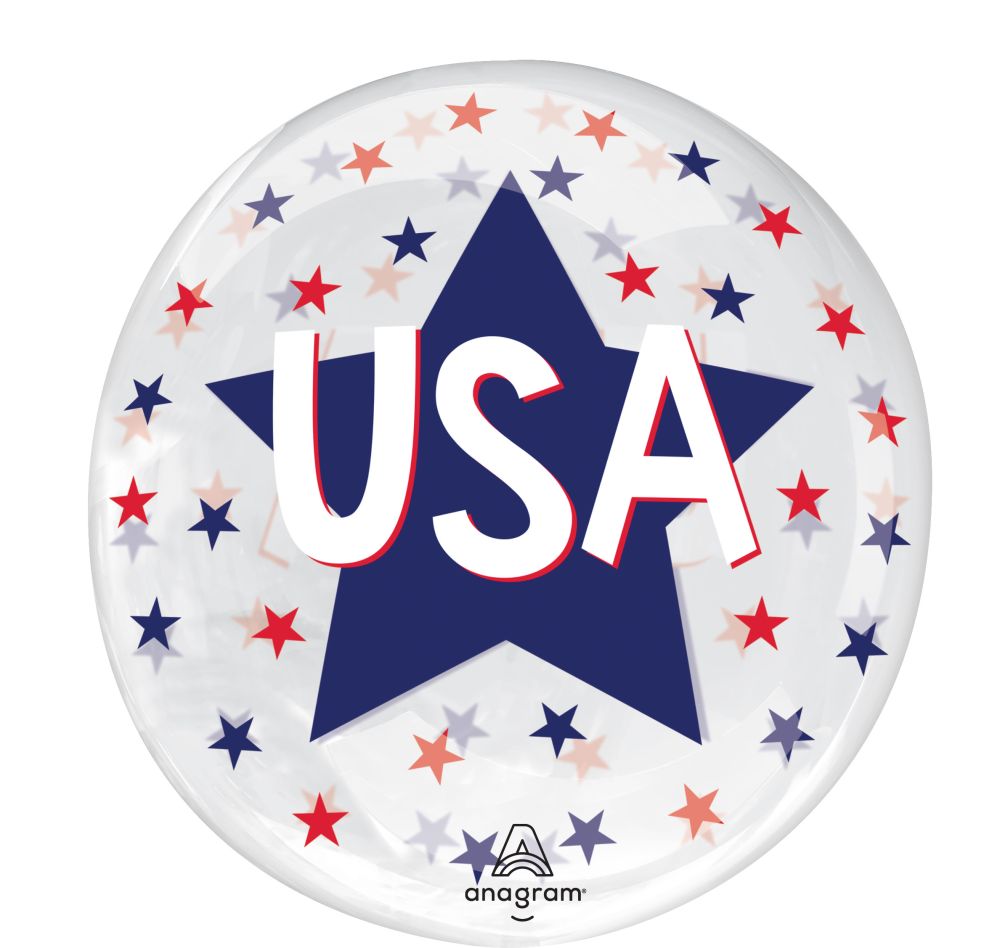 18" Clearz USA Stars Balloon