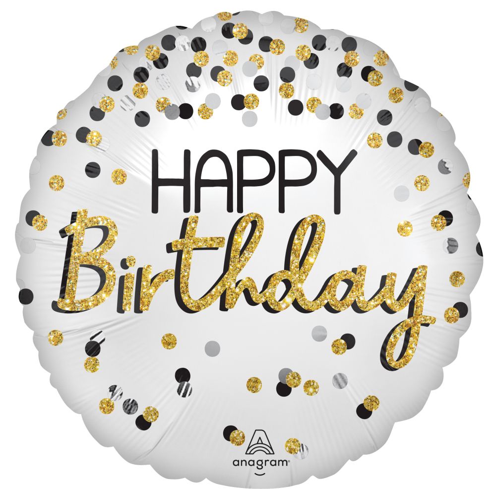Jumbo Black Silver Gold Birthday Balloon