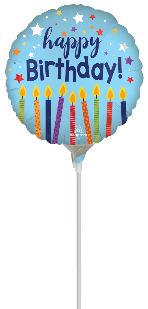04" Satin Happy Birthday Celebrate Balloon (Inflated with Cup and Stick)