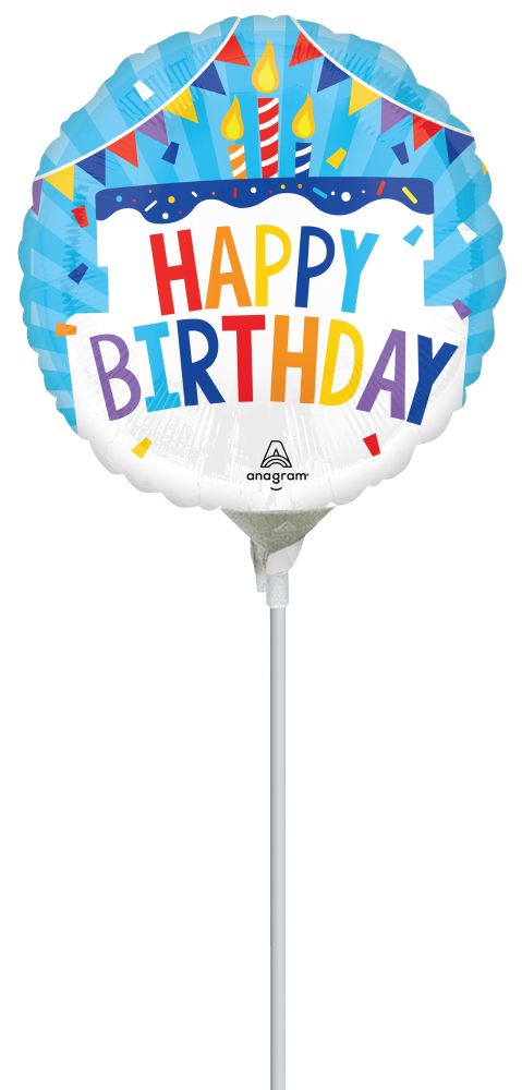 04" Happy Birthday Tiered Cake Balloon (Inflated with Cup and Stick)